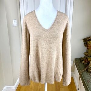 Charter Club Cashmere Sweater Beige Tan V-Neck (L)